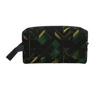 HJLUUFT Borsa da toilette con stampa geometrica nera verde e oro per uomo donna borsa organizer da viaggio per adulti porta camera essenziale, bianco, Taglia unica