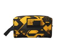 HJLUUFT Borsa da toilette con stampa giallo e nero senape per uomini e donne borsa organizer da viaggio per adulti porta stanza essenziale, bianco, Taglia unica