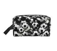 HJLUUFT Borsa da toilette con stampa palla da calcio bianca nera per uomo donna borsa organizer da viaggio per adulti porta stanza essenziale, bianco, Taglia unica