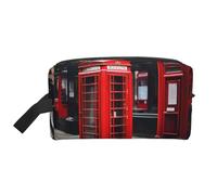 HJLUUFT Borsa da toilette rossa con stampa di cabina telefonica di Londra Street per uomini e donne borsa da toeletta da viaggio per adulti essenziali per la stanza della porta, bianco, Taglia unica