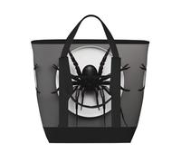 HJLUUFT Borsa nera Spidertote con cerniera, borsa termica isolata, borse della spesa riutilizzabili, adatta per adulti per lavorare all'aperto, nera, taglia unica, Nero , Taglia unica