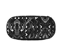 HJLUUFT Borsa per cosmetici con stampa a pelle di serpente nera e bianca, astuccio per matite kawaii, borsa organizer con cerniera