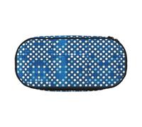 HJLUUFT Borsa per cosmetici con stampa a pois blu per cancelleria, astuccio kawaii con cerniera, nero, Taglia unica, Carino