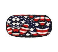 HJLUUFT Borsa per cosmetici con stampa con bandiera americana, stelle e strisce, astuccio per cancelleria Kawaii, astuccio organizer per gadget con cerniera