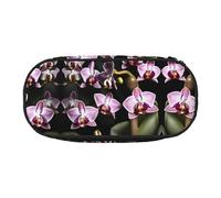 HJLUUFT Borsa per cosmetici con stampa con orchidea a campana, astuccio per matite kawaii, borsa organizer per gadget con cerniera
