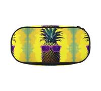 HJLUUFT Borsa per cosmetici con stampa di ananas psichico, astuccio per matite e articoli di cancelleria, con cerniera