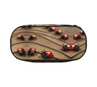 HJLUUFT Borsa per cosmetici con stampa di coccinelle artistiche, astuccio per matite Kawaii, borsa organizer per gadget con cerniera