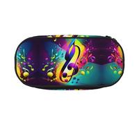 HJLUUFT Borsa per cosmetici con stampa di note musicali colorate, astuccio per matite Kawaii, borsa organizer per gadget con cerniera