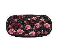 HJLUUFT Borsa per cosmetici con stampa di rose e fiori di molti, astuccio per matite e articoli di cancelleria, con cerniera