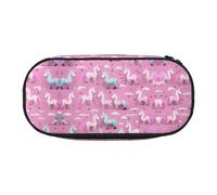 HJLUUFT Borsa per cosmetici con stampa di unicorni rosa, astuccio per matite e articoli di cancelleria, con cerniera