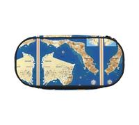 HJLUUFT Borsa per cosmetici con stampa mappa della Grecia, astuccio per matite Kawaii, borsa organizer con cerniera