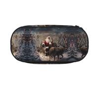 HJLUUFT Borsa per cosmetici con stampa Merry Christmas Kawaii per cancelleria e matite, borsa organizer con cerniera