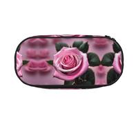 HJLUUFT Borsa per cosmetici con stampa rosa e rosa, astuccio per matite Kawaii con cerniera