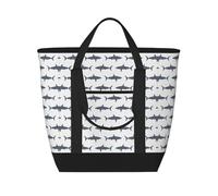 HJLUUFT Borsa per pesci e squalo con cerniera, borsa termica isolata, borse della spesa riutilizzabili, adatta per adulti per lavorare all'aperto, nera, taglia unica, Nero , Taglia unica