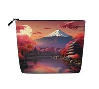 HJLUUFT Borsa per trucchi da viaggio con stampa del Monte Fuji del Giappone, borsa organizer per cosmetici, grande capacità, borsa da toilette per donne, nera, taglia unica, Nero , Taglia unica