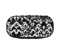 HJLUUFT Borsa per trucchi e cosmetici, con stampa di palloni da calcio, colore nero e bianco, con cerniera