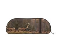 HJLUUFT Borsa portaoggetti semicircolare con caccia di cervi, elegante astuccio e borsa per il trucco leggera, adatta per ufficio, vita e viaggi, Argento, Taglia unica, Arte