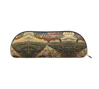 HJLUUFT Borsa portaoggetti semicircolare con mappe antiche degli Stati Uniti, elegante astuccio e borsa leggera per il trucco, adatta per ufficio, vita e viaggi