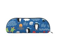 HJLUUFT Borsa portaoggetti semicircolare con tartaruga pinguino, elegante astuccio e borsa leggera per il trucco, adatta per ufficio, vita e viaggi, Argento, Taglia unica, Arte