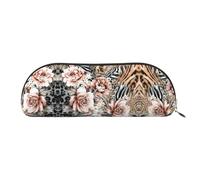 HJLUUFT Borsa portaoggetti semicircolare rosa con motivo leopardato, elegante astuccio e borsa per il trucco leggera, adatta per ufficio, vita e viaggi, Oro, Taglia unica, Arte