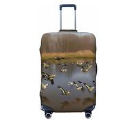 HJLUUFT Caccia Volare Anatre Selvatiche Stampa Bagagli Da Viaggio Copertura Valigie Copertura Protettiva Valigia Lavabile Baggage Covers Anti-Scratch, Nero , XL