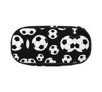 HJLUUFT Calcio nero stampa matita caso semplice robusto multifunzionale matita borsa ufficio cancelleria organizzatore