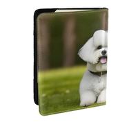 HJLUUFT Carino Bichon Frise Dog Print Portafoglio passaporto in pelle per uomini e donne, custodia per passaporto da viaggio per famiglia, Nero , Taglia unica