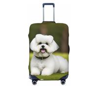 HJLUUFT Carino Bichon Frise Dog Print Travel Luggage Cover Protector Valigia Copertura Lavabile Baggage Covers Anti-Scratch, Nero , L