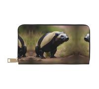 HJLUUFT Carino Honey Badger Elegante Portafoglio da donna, sottile e porta carte di credito, finta pelle e sicura cerniera in metallo, bianco, Taglia unica, classico
