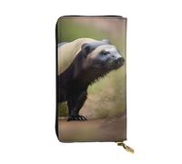 HJLUUFT Carino Honey Badger - Portafoglio funzionale da donna, elegante e sottile, con porta carte di credito in similpelle e cerniera in metallo, nero, Taglia unica, classico