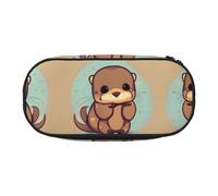 HJLUUFT carino lontra stampa astuccio semplice robusto multifunzionale matita borsa ufficio cancelleria organizzatore