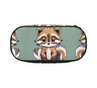 HJLUUFT Cartone animato carino procione stampa astuccio semplice robusto multifunzionale matita borsa ufficio cancelleria organizzatore