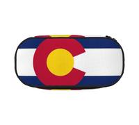 HJLUUFT Colorado - Astuccio con bandiera dello stato del Colorado, semplice e robusto, multifunzionale, per cancelleria da ufficio, Nero, One Size, Carino