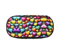 HJLUUFT Colorato Cuori Arcobaleno Stampa Trucco Cosmetici Sacchetto Stazionario Kawaii Matita Box Pouch Gadget Organizer Bag con Cerniera