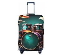HJLUUFT Cool Drum Set Stampa Bagagli Da Viaggio Copertura Valigie Copertura Protettiva Valigia Lavabile Baggage Covers Anti-Scratch, Nero , L
