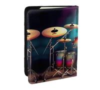 HJLUUFT Cool Drums Set Custodia per passaporto in pelle stampata con porta carte di credito, per donne e uomini, per la famiglia, da viaggio, Nero , Taglia unica