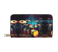 HJLUUFT Cool Drums Set Elegante Portafoglio da Donna, Sottile e Porta Carte di Credito, Similpelle e Cerniera in Metallo Sicuro, bianco, Taglia unica, classico