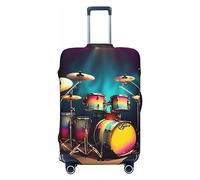 HJLUUFT Cool Drums Set Stampa Bagagli Da Viaggio Copertura Valigie Copertura Protettiva Valigia Lavabile Baggage Covers Antigraffio, Nero , XL
