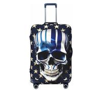 HJLUUFT Copertura per bagagli da viaggio con stampa a righe blu e stelle e teschio, copertura protettiva per valigia, lavabile, antigraffio, Nero , M