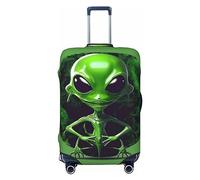 HJLUUFT Copertura per bagagli da viaggio con stampa aliena verde, copertura protettiva per valigia, lavabile, antigraffio, Nero , L