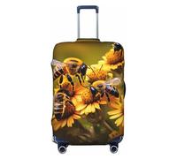 HJLUUFT Copertura per bagagli da viaggio con stampa di api e fiori rurali per valigie, lavabile, antigraffio, Nero , L