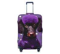 HJLUUFT Copertura per bagagli da viaggio con stampa di barboncini viola a pois, copertura protettiva per valigia, lavabile, antigraffio, Nero , M