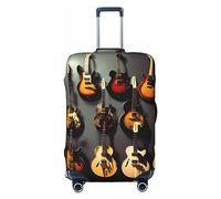 HJLUUFT Copertura per bagagli da viaggio con stampa di chitarra, copertura protettiva per valigia, lavabile, antigraffio, Nero , S