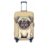 HJLUUFT Copertura per bagagli da viaggio con stampa di cuccioli di carlino con divertente cartone animato, copertura protettiva per valigia, lavabile, antigraffio, Nero , L