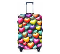 HJLUUFT Copertura per bagagli da viaggio con stampa di cuori arcobaleno colorati, copertura per valigia, lavabile, antigraffio, Nero , S