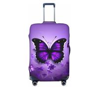HJLUUFT Copertura per bagagli da viaggio con stampa di farfalle viola, copertura protettiva per valigia, lavabile, antigraffio, Nero , XL