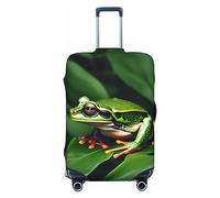 HJLUUFT Copertura per bagagli da viaggio con stampa di foglie verdi rana animale copertura per valigie lavabile copertura per bagagli antigraffio, Nero , XL