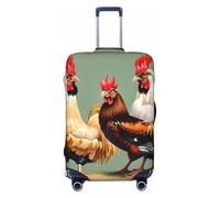 HJLUUFT Copertura per bagagli da viaggio con stampa di gallo e gallina, copertura protettiva per valigia, lavabile, antigraffio, Nero , S
