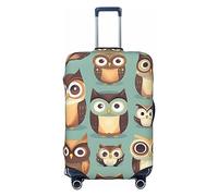HJLUUFT Copertura per bagagli da viaggio con stampa di gufi in stile cartone animato, copertura protettiva per valigia, lavabile, antigraffio, Nero , L