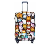 HJLUUFT Copertura per bagagli da viaggio con stampa di molti gatti dei cartoni animati, copertura protettiva per valigia, lavabile, antigraffio, Nero , XL